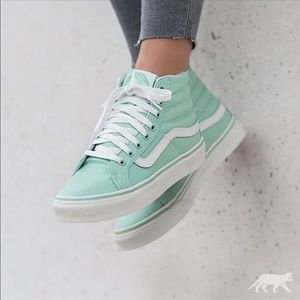 NWB mint green vans high top sneakers